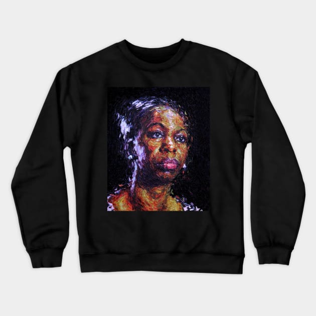 Black is the colour of my true love's hair - Nina Simone Crewneck Sweatshirt by khairzul